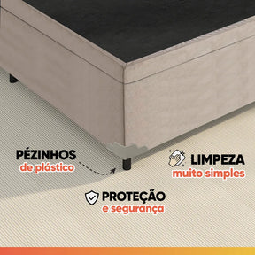 Cama Box Colchão Casal Molas Ensacadas City Pillow Top 138x188x61cm Branco e Bege Hellen