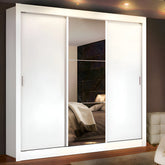 Guarda Roupa Casal Madesa Mônaco 3 Portas Correr Espelho Cor Branco 1093D81E