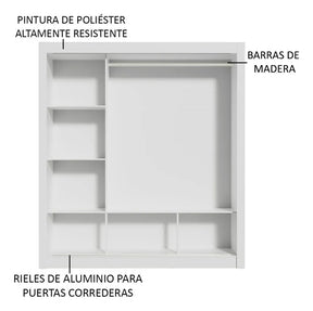 Guarda Roupa Casal Madesa Mônaco 3 Portas Correr Espelho Cor Branco 1093D81E