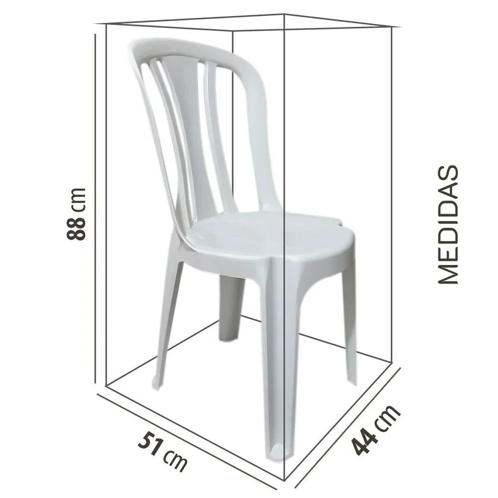 Conjunto/Jogo de Mesa com 4 Cadeiras Plásticas Bistrô Suporta 182kg